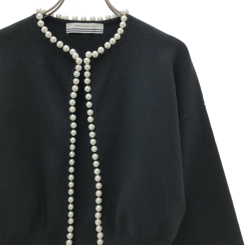 BORDERS at BALCONY / ボーダーズアットバルコニー | 2024AW | PEARL KNIT CARDIGAN / コットン カシミヤ パールニットカーディガン | 36 | レディース