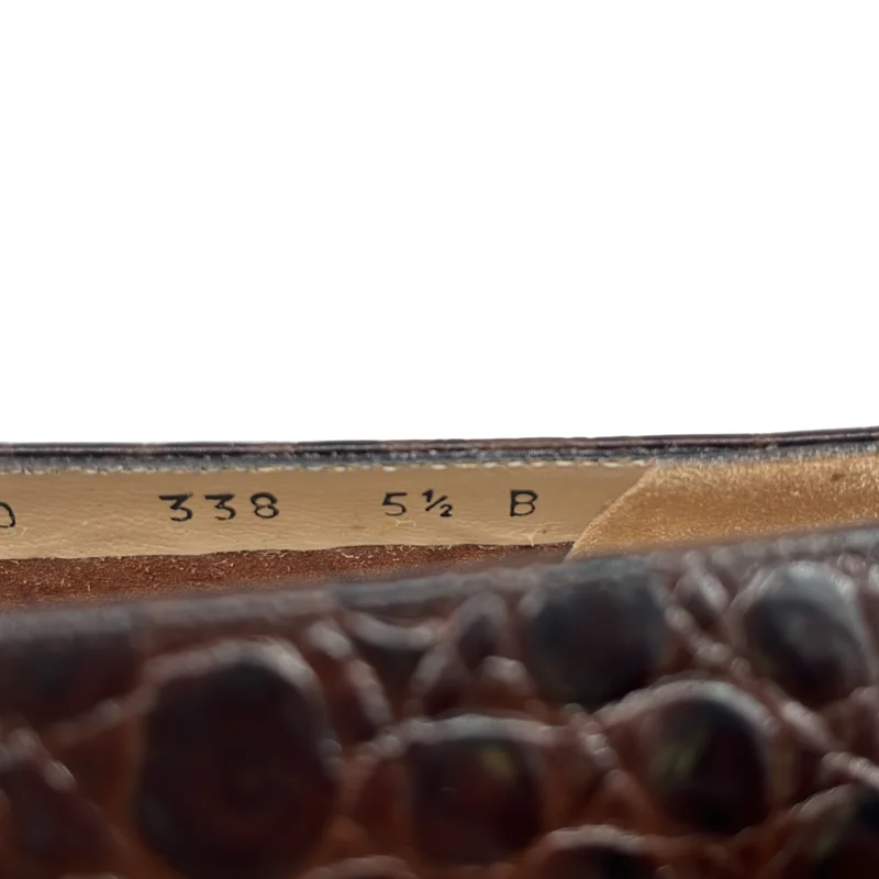 Salvatore Ferragamo / サルヴァトーレフェラガモ | クロコ型押し ロゴ リボン フラットシューズ | 5 1/2 | レディース