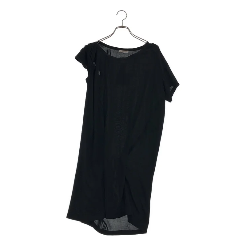 ANN DEMEULEMEESTER / アンドゥムルメステール | アシンメトリースリーブ ウエストドローコード ロングカットソー | 36 | レディース