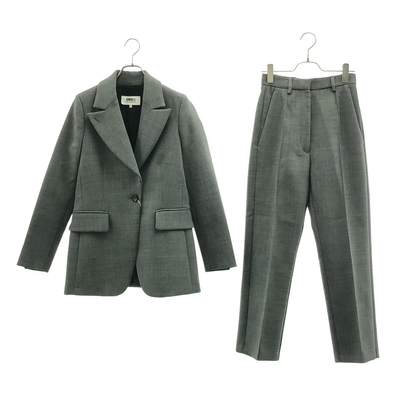 MM6 Maison Margiela / エムエムシックスメゾンマルジェラ | 2019AW | セットアップ / テクノウールピークドラペル 1B テーラードジャケット / センタープレス スラックス パンツ | 36 | レディース
