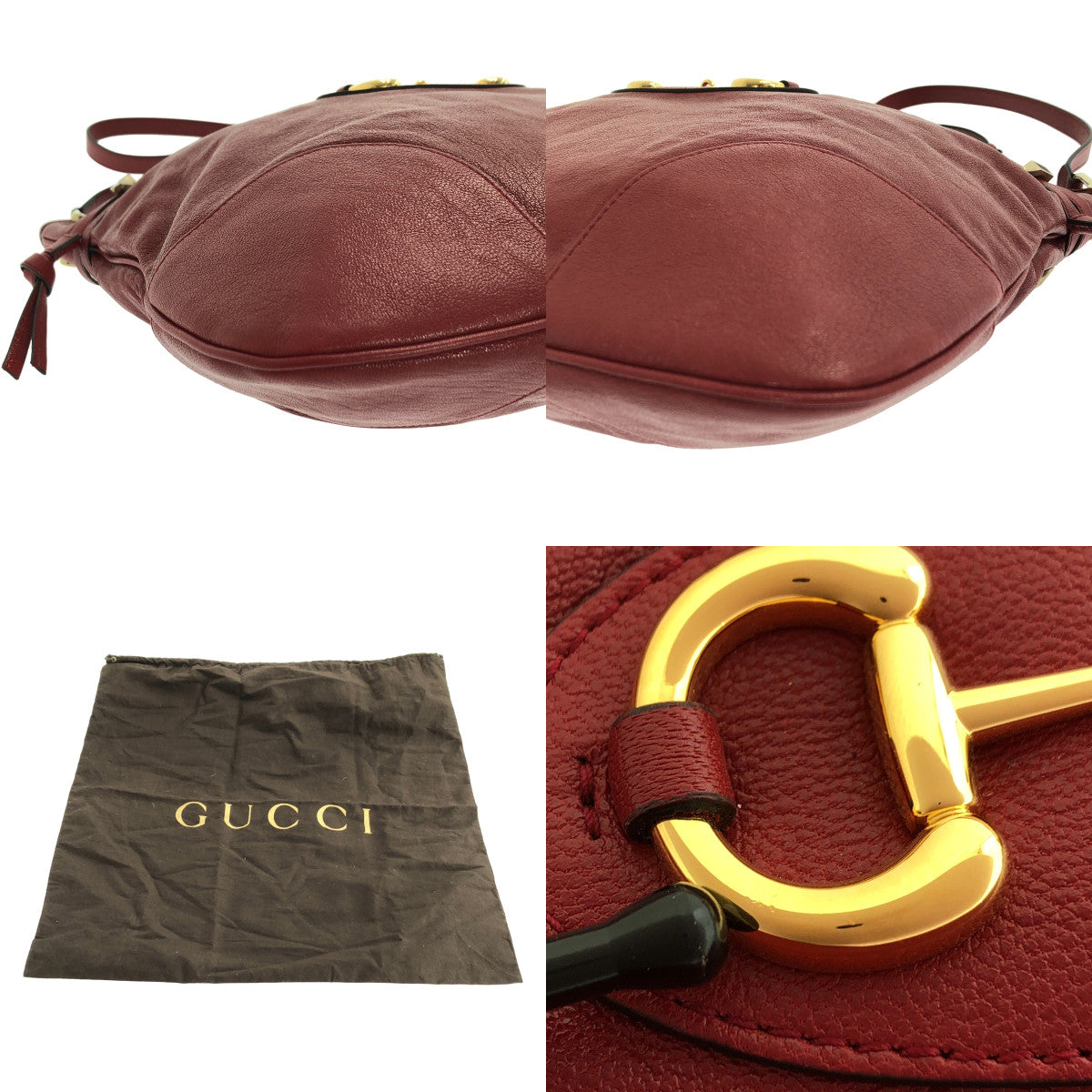 GUCCI / グッチ | ホースビットレザー ショルダー バッグ / 602089 | レッド/ゴールド | レディース GUCCI / グッチ | ホースビットレザー ショルダー バッグ / 602089
