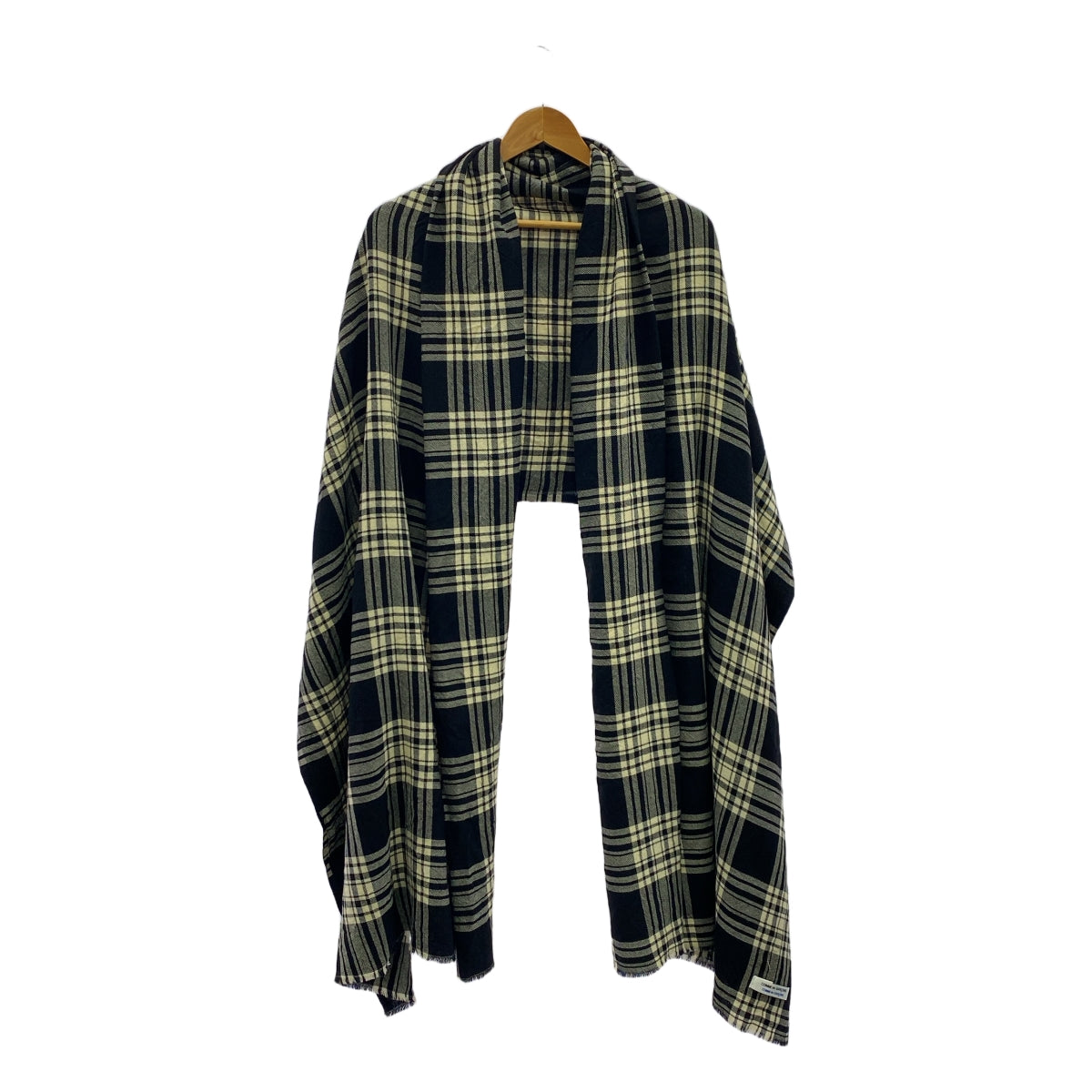 【美品】  COMME des GARCONS COMME des GARCONS / コムコム | チェック 大判 ストール | ブラック / オフホワイト 美品】 COMME des GARCONS COMME des GARCONS / コムコム | チェック