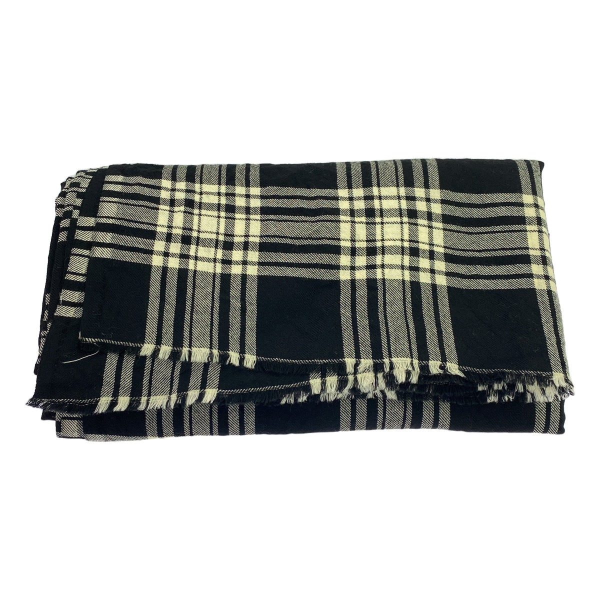 【美品】  COMME des GARCONS COMME des GARCONS / コムコム | チェック 大判 ストール | ブラック / オフホワイト 美品】 COMME des GARCONS COMME des GARCONS / コムコム | チェック