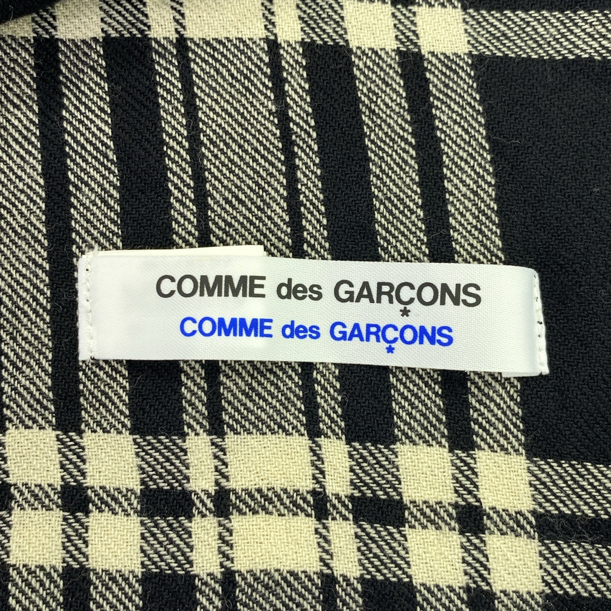 【美品】  COMME des GARCONS COMME des GARCONS / コムコム | チェック 大判 ストール | ブラック / オフホワイト 美品】 COMME des GARCONS COMME des GARCONS / コムコム | チェック