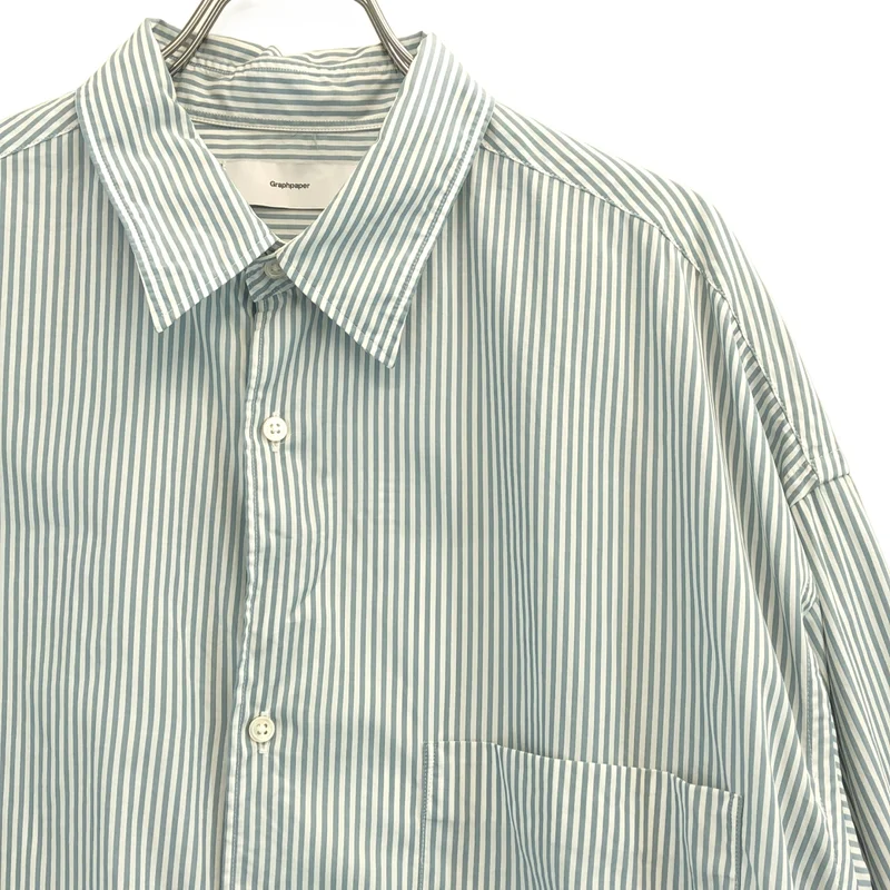 Graphpaper / グラフペーパー | 2023SS | Broad Stripe L/S Oversized Regular Collar Shirt ストライプ オーバーサイズ レギュラーカラーシャツ | F | メンズ