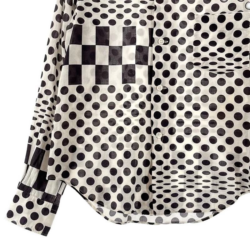 COMME des GARCONS / コムデギャルソン | 2001SS | ドット 総柄 丸襟 シャツ ブラウス | S | レディース