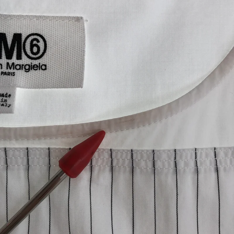 MM6 Maison Margiela / エムエムシックスメゾンマルジェラ | 2018SS | コットン ストライプ切替 ロング ワンピース | S | レディース
