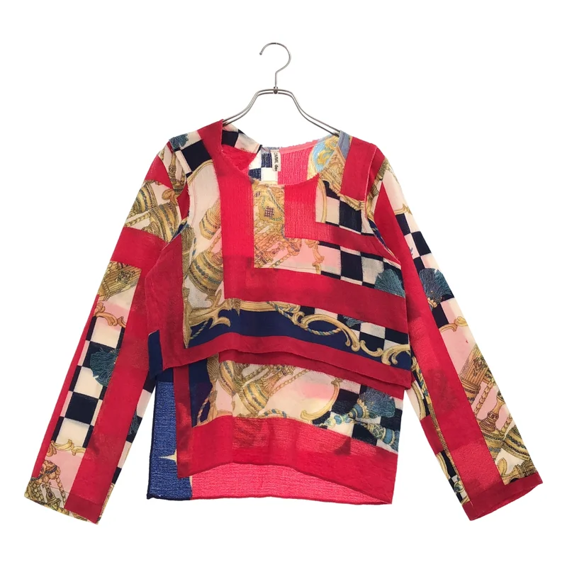 COMME des GARCONS / コムデギャルソン | 2003AW | ウール 総柄 アシンメトリー カットオフ トップス |