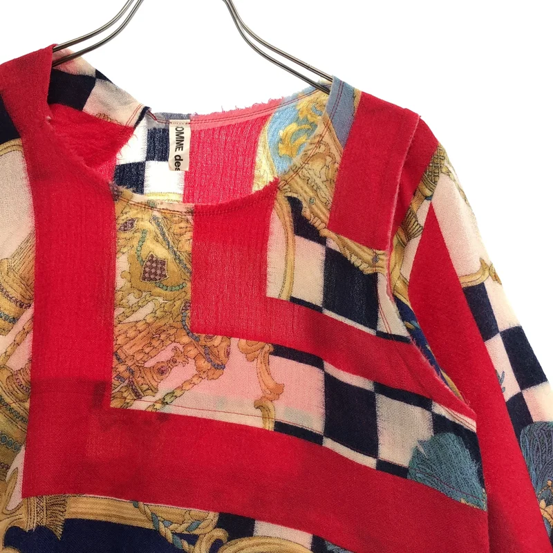 COMME des GARCONS / コムデギャルソン | 2003AW | ウール 総柄 アシンメトリー カットオフ トップス |