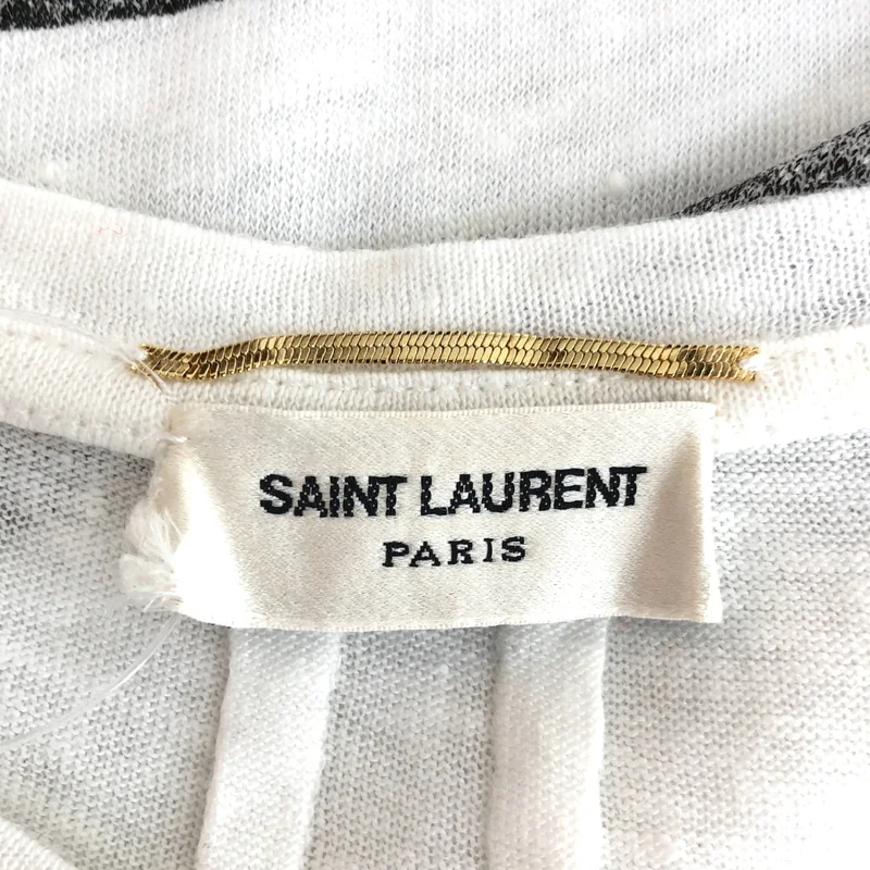 SAINT LAURENT PARIS / サンローランパリ | リネン ボーダー ポケットTシャツ | S | メンズ