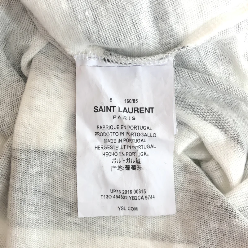 SAINT LAURENT PARIS / サンローランパリ | リネン ボーダー ポケットTシャツ | S | メンズ