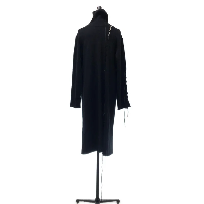 Yohji Yamamoto FEMME / ヨウジヤマモトファム | 2018AW | ハイネック レースアップ ニット ワンピース | 2 | レディース