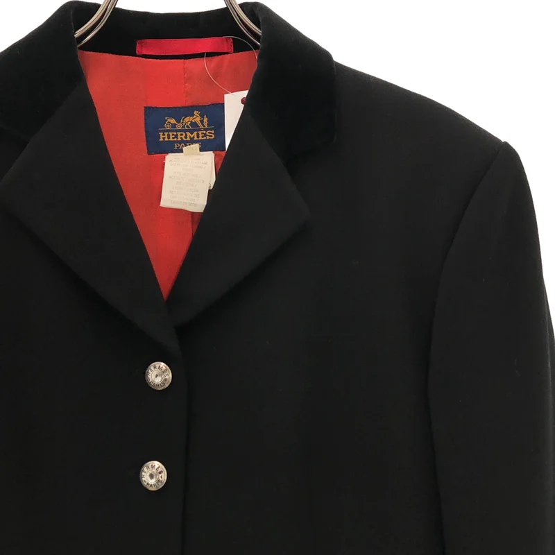 HERMES / エルメス | ウール ロゴメタルボタン シングルブレスト ジャケット / 総裏地 | 40 | レディース