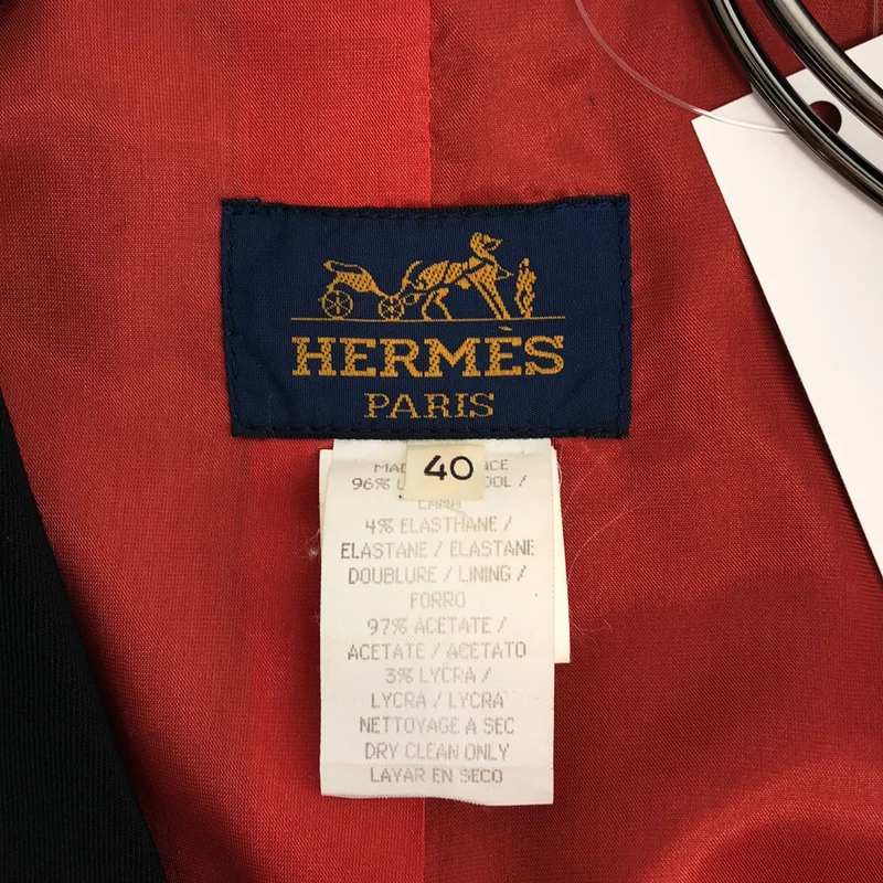 HERMES / エルメス | ウール ロゴメタルボタン シングルブレスト ジャケット / 総裏地 | 40 | レディース