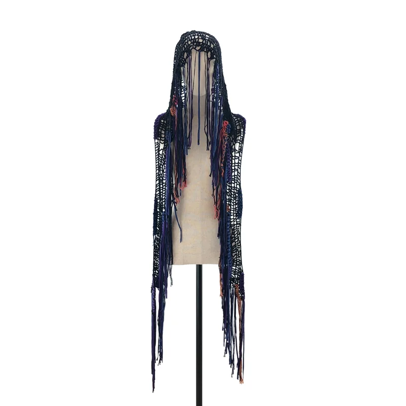 ANN DEMEULEMEESTER / アンドゥムルメステール | メッシュ フリンジ フード ストール |