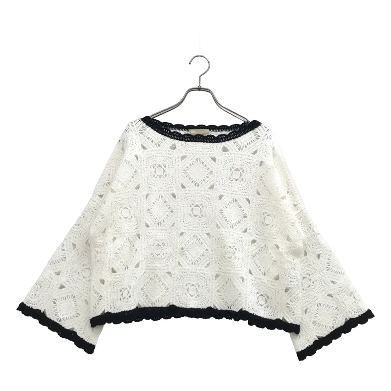 UNITED ARROWS / ユナイテッドアローズ | クロッシー エンブロイダリー ニット プルオーバー | F | レディース
