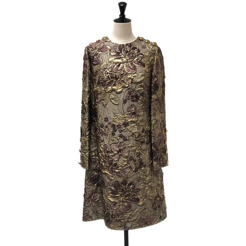 DOLCE＆GABBANA / ドルチェ＆ガッバーナドルガバ | シルク混 ジャガード 金ボタン プルオーバーワンピース | 40 | レディース