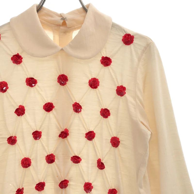tricot COMME des GARCONS / トリココムデギャルソン | 2017AW | ウール 装飾 丸襟 バックボタン ニット トップス | S | レディース