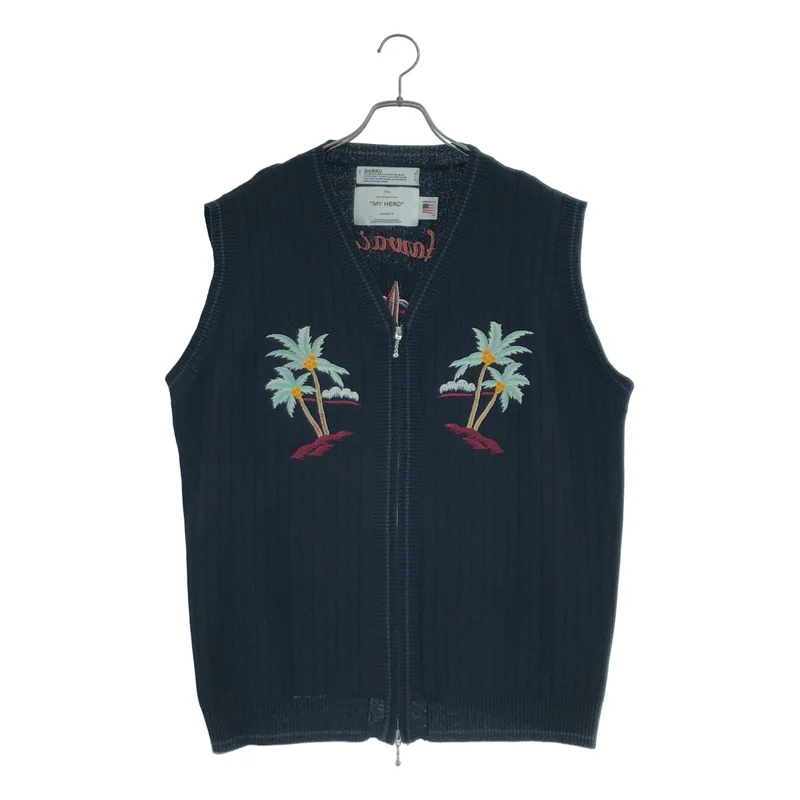 DAIRIKU / ダイリク | 2024SS | Hawaii Zip Up Knit Vest エンブロイダリー ジップ ニット ベスト | M | メンズ
