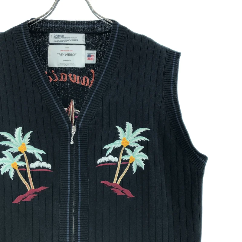 DAIRIKU / ダイリク | 2024SS | Hawaii Zip Up Knit Vest エンブロイダリー ジップ ニット ベスト | M | メンズ