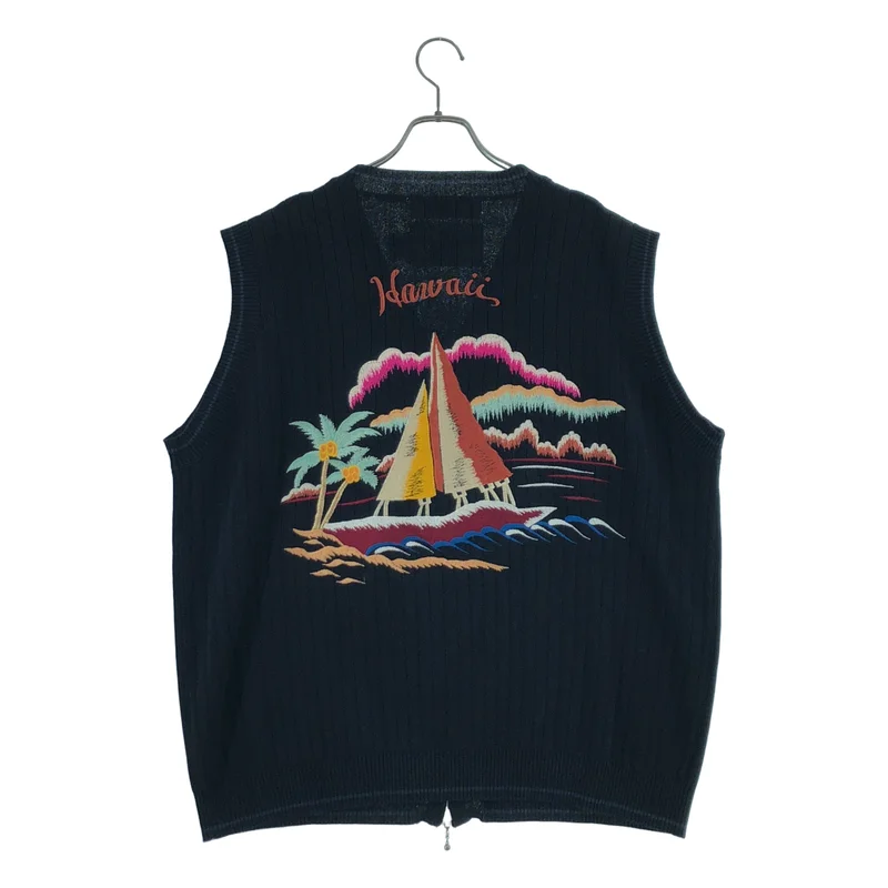 DAIRIKU / ダイリク | 2024SS | Hawaii Zip Up Knit Vest エンブロイダリー ジップ ニット ベスト | M | メンズ
