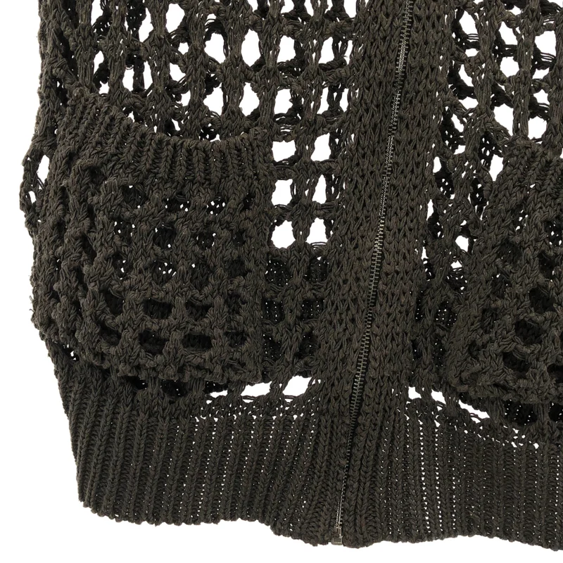 OPEN YY / オープンワイワイ | 2024SS | HOODED CROCHET ZIP VEST / コットン フーデッド クロシェット ジップベスト | 1 | レディース
