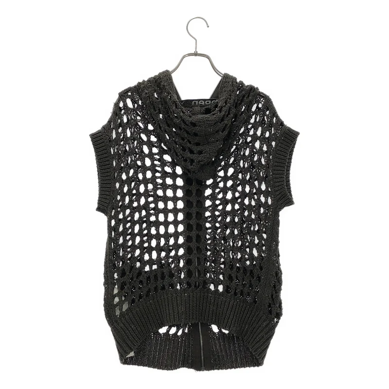 OPEN YY / オープンワイワイ | 2024SS | HOODED CROCHET ZIP VEST / コットン フーデッド クロシェット ジップベスト | 1 | レディース