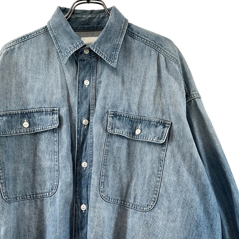 Whim Gazette / ウィムガゼット | ダメージ加工 カットオフ デニムシャツ | F | レディース
