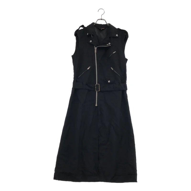 BLACK COMME des GARCONS / ブラックコムデギャルソン | 2021AW | ポリエステル縮絨 ライダース ロングジレ ベスト | S | レディース