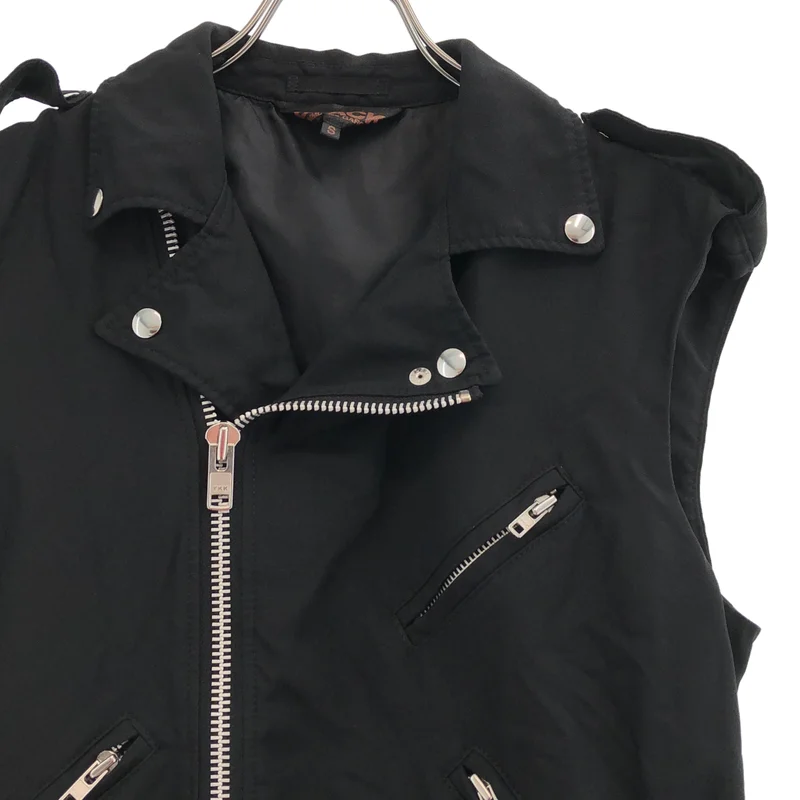 BLACK COMME des GARCONS / ブラックコムデギャルソン | 2021AW | ポリエステル縮絨 ライダース ロングジレ ベスト | S | レディース