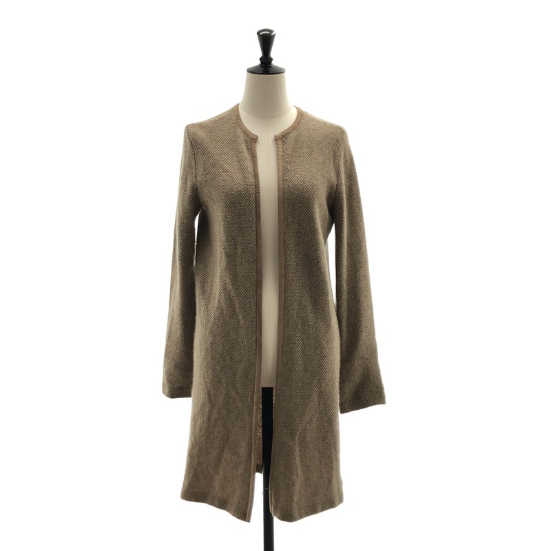 RALPH LAUREN / ラルフローレン | カシミヤ レザーパイピング ロングカーディガン | M | レディース
