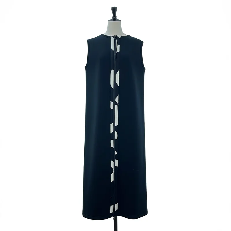 ISSEY MIYAKE / イッセイミヤケ | 2020AW | ボンディング グラフィックプリント ノースリーブ ジップアップワンピース |