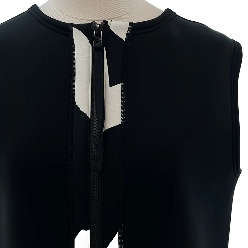 ISSEY MIYAKE / イッセイミヤケ | 2020AW | ボンディング グラフィックプリント ノースリーブ ジップアップワンピース |