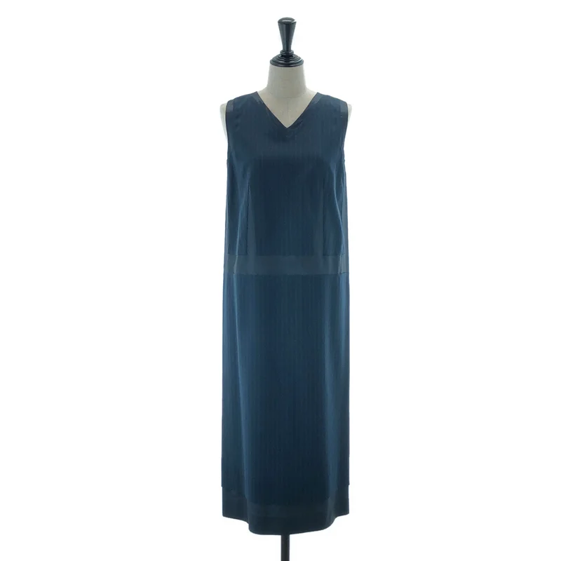 Maison Margiela / メゾンマルジェラ | 2016AW | ウール ストライプパネル Vネック ノースリーブワンピース | 38 | レディース