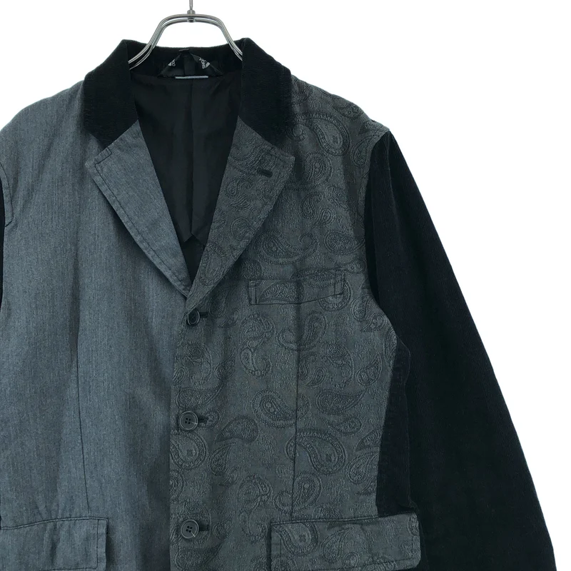 BLACK COMME des GARCONS / ブラックコムデギャルソン | 2013AW | コーデュロイ ペイズリージャガード 切替 テーラードジャケット | L | メンズ