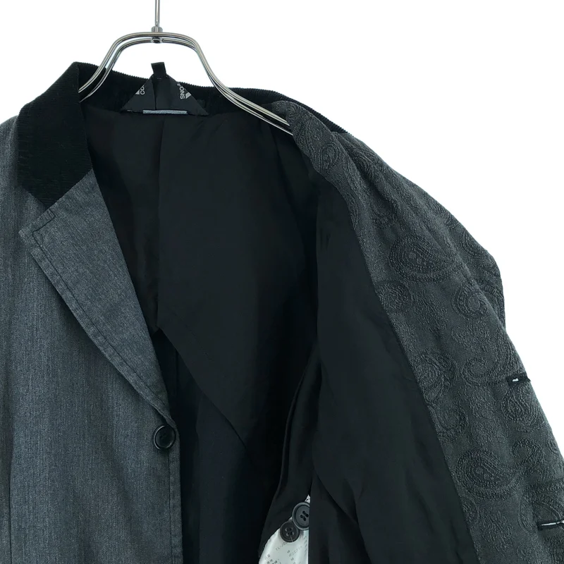 BLACK COMME des GARCONS / ブラックコムデギャルソン | 2013AW | コーデュロイ ペイズリージャガード 切替 テーラードジャケット | L | メンズ