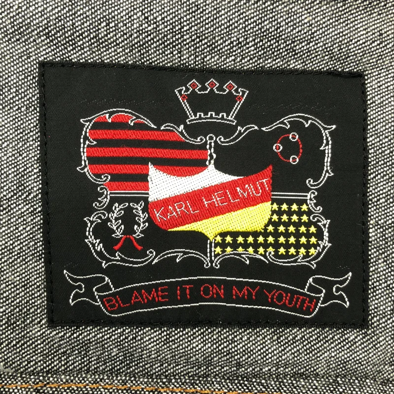 【希少】Karl Helmut レザーコンビジャケット ベア パッチワーク M karl helmut / Karl Helm | Bear Embroidery Denim Jacket | S