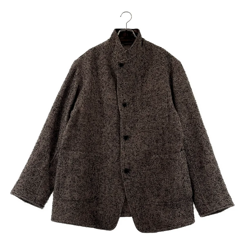 Kaptain Sunshine / キャプテンサンシャイン | TWEED SQUARE JACKET / ウール ツイード 襟内レザー切替 シングル ジャケット | 5 | メンズ