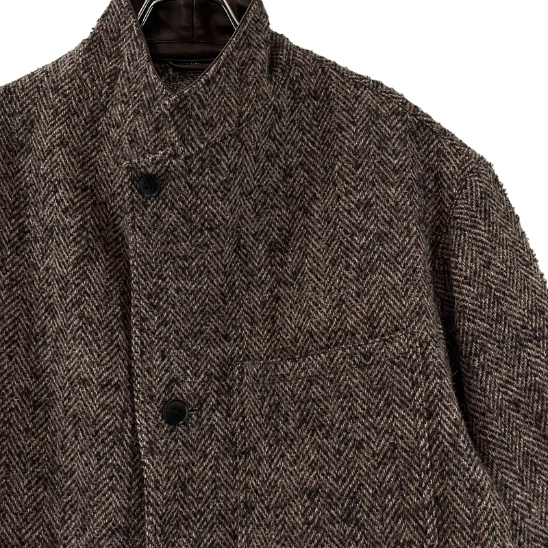 Kaptain Sunshine / キャプテンサンシャイン | TWEED SQUARE JACKET / ウール ツイード 襟内レザー切替 シングル ジャケット | 5 | メンズ