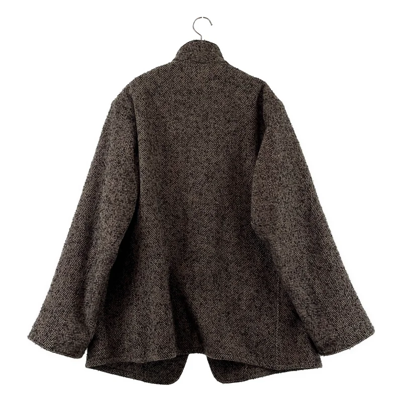 Kaptain Sunshine / キャプテンサンシャイン | TWEED SQUARE JACKET / ウール ツイード 襟内レザー切替 シングル ジャケット | 5 | メンズ