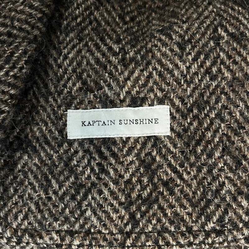 Kaptain Sunshine / キャプテンサンシャイン | TWEED SQUARE JACKET / ウール ツイード 襟内レザー切替 シングル ジャケット | 5 | メンズ