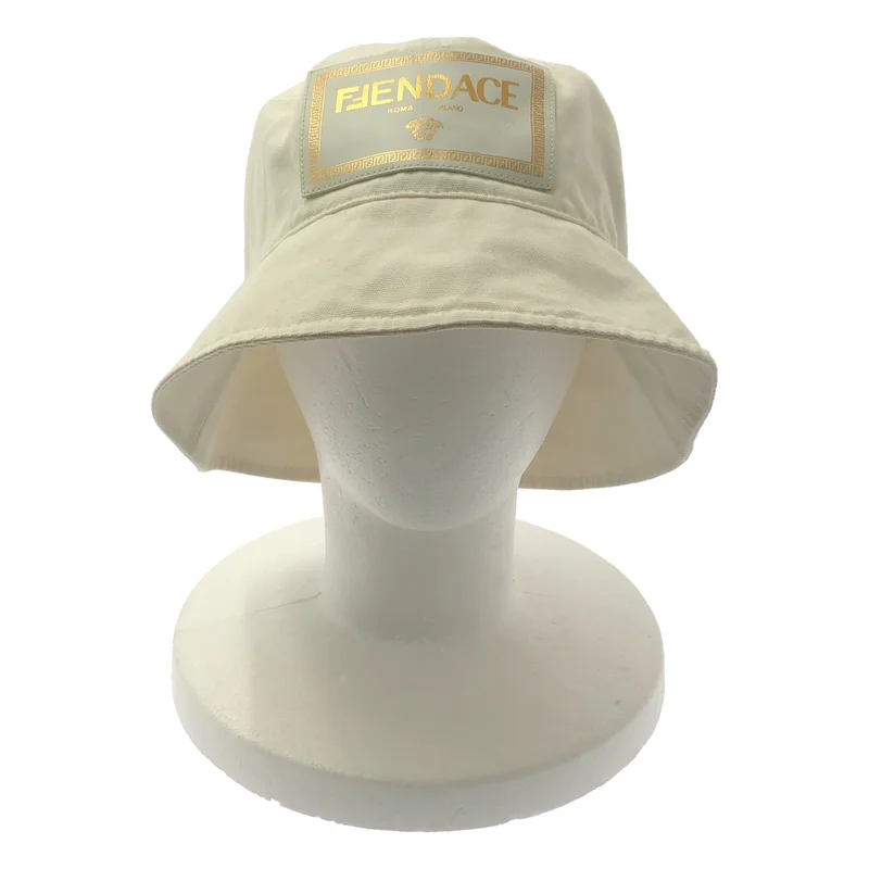 FENDI / フェンディ | × VERSACE レザー ロゴパッチ バケットハット | S | その他