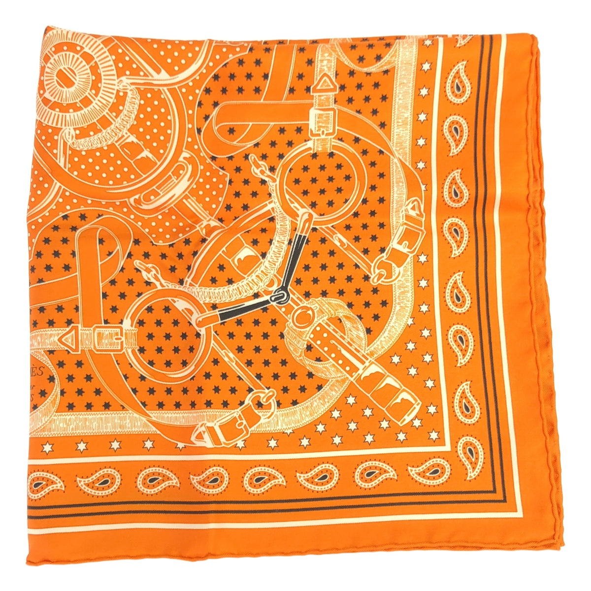 【美品】  HERMES / エルメス | カレ55 エプロンドール 黄金の拍車 シルク スカーフ | オレンジ 美品】 HERMES / エルメス | カレ55 エプロンドール 黄金の拍車 シルク