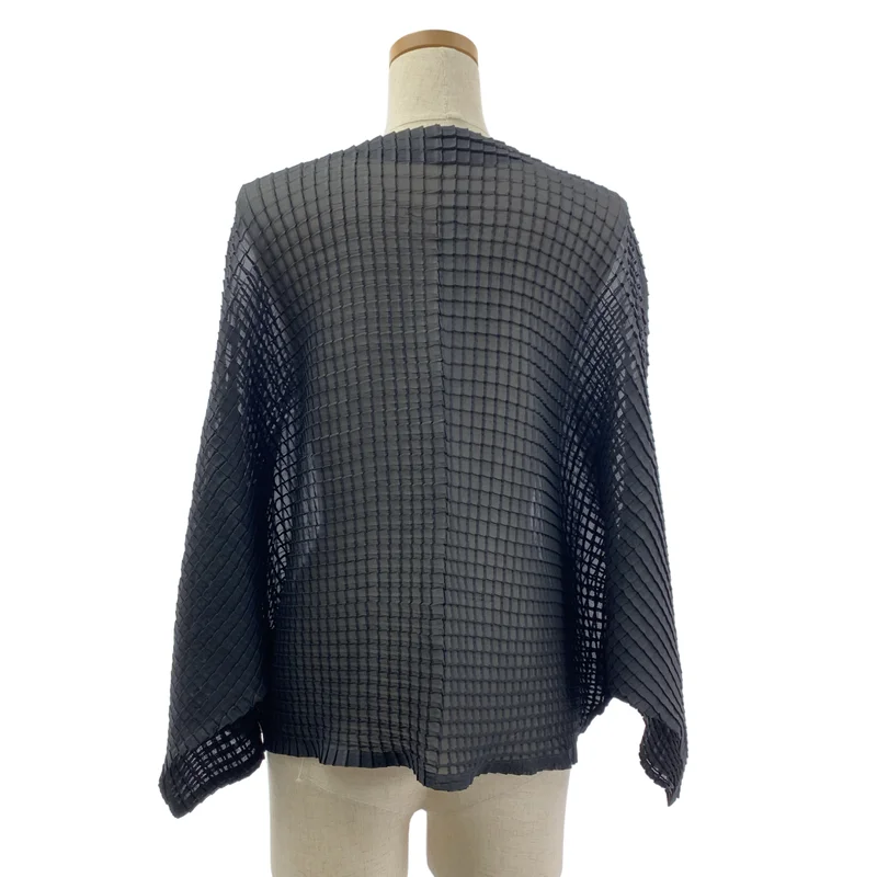 ISSEY MIYAKE / イッセイミヤケ | プリーツ ノーカラー カーディガン | 2 | レディース