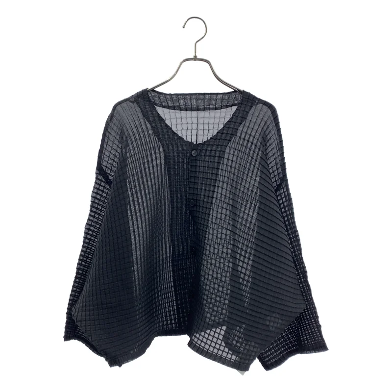 ISSEY MIYAKE / イッセイミヤケ | プリーツ ノーカラー カーディガン | 2 | レディース