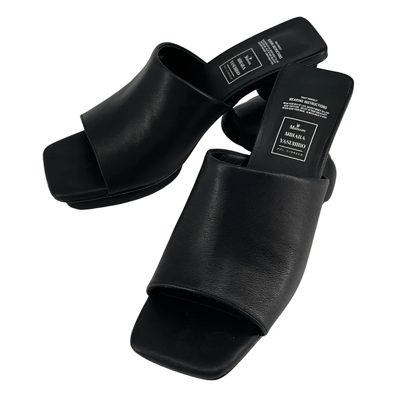 Maison MIHARA YASUHIRO / メゾンミハラヤスヒロ | Duck Heel Sandal / レザー ダックヒールサンダル | 40 | レディース