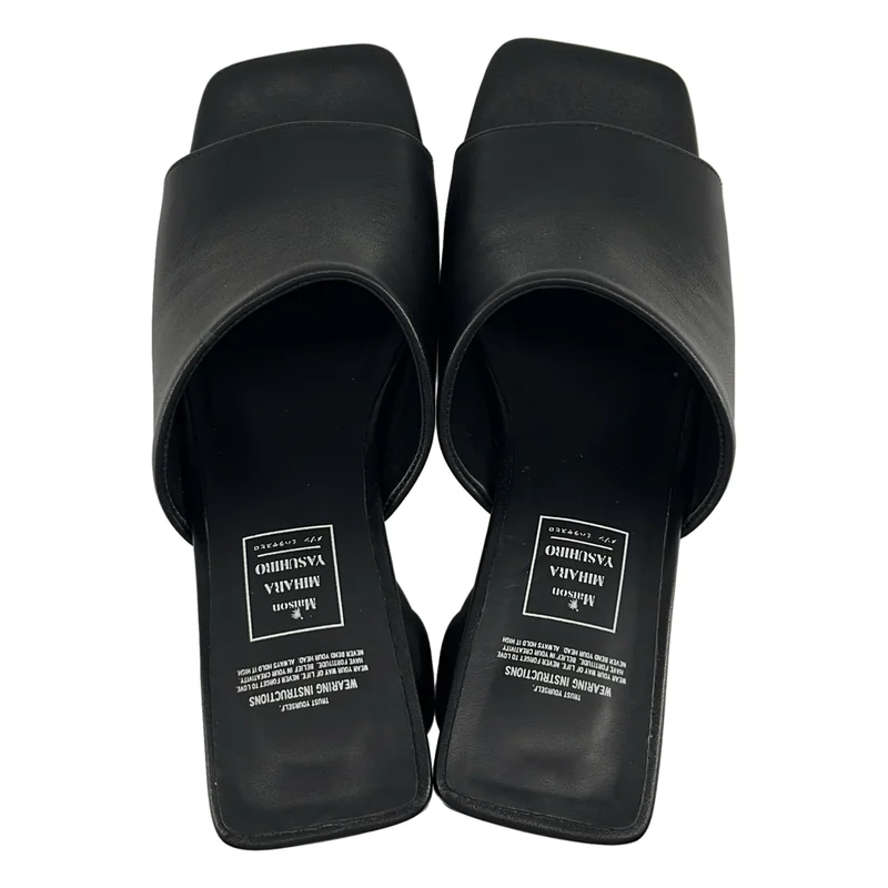 Maison MIHARA YASUHIRO / メゾンミハラヤスヒロ | Duck Heel Sandal / レザー ダックヒールサンダル | 40 | レディース