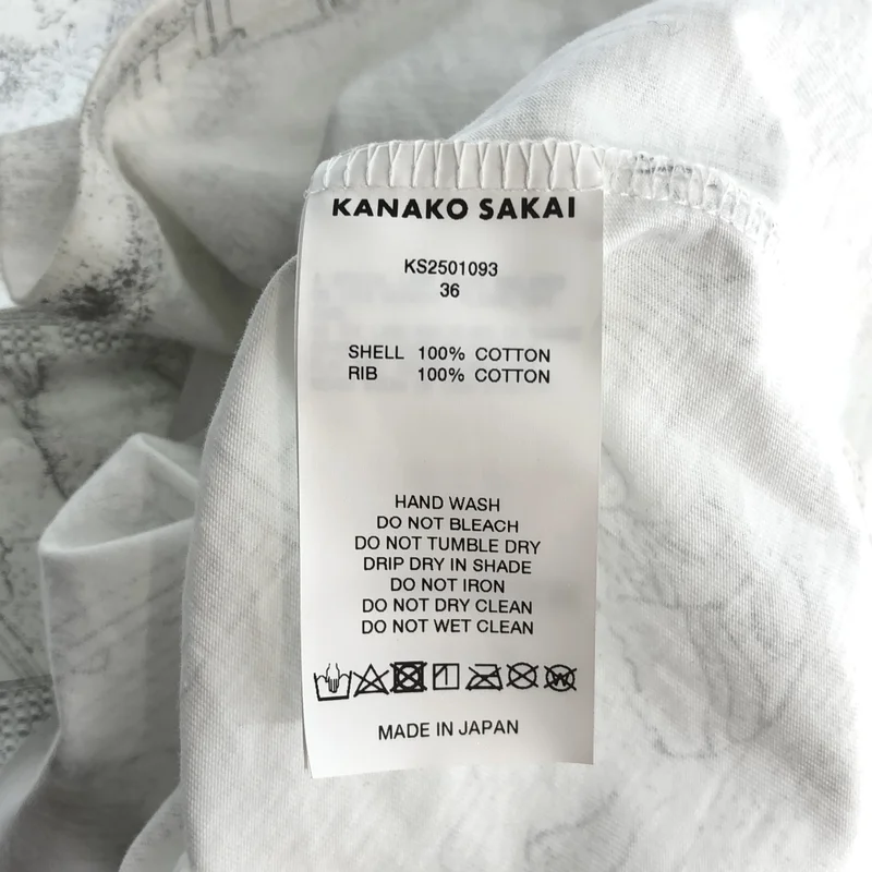 KANAKO SAKAI / カナコサカイ | アルミプリント コットン クルーネック カットソー | 36 | レディース