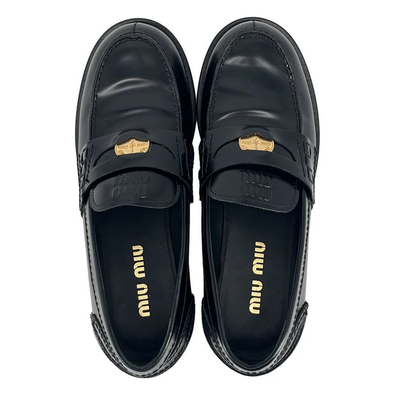 MIU MIU ブラッシュドレザー ペニーローファー 38 miu miu / ミュウミュウ | ブラッシュドレザー ペニーローファー | 38