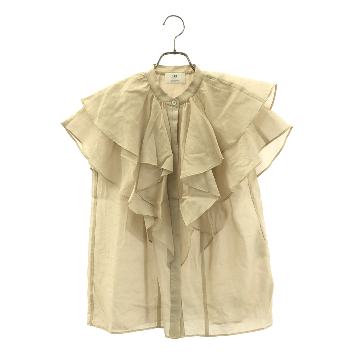 【美品】  1er Arrondissement / プルミエアロンディスモン | シアーキュプラシルクラッフルブラウス | 36 | エクリュ系 | レディース 1er Arrondissement(プルミエ アロンディスモン)｜シアーキュプラ